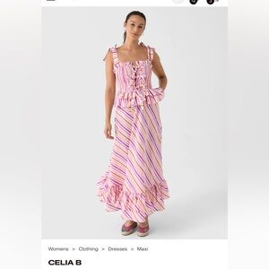 CeliaB Striped Pink and Orange Summer Dress